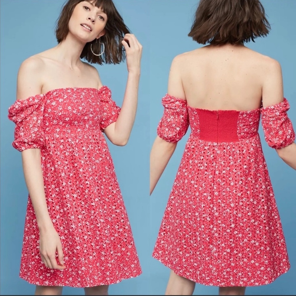 Anthropologie Maeve Lillianne Babydoll Eyelet Dress. Size 14 - Picture 3 of 9